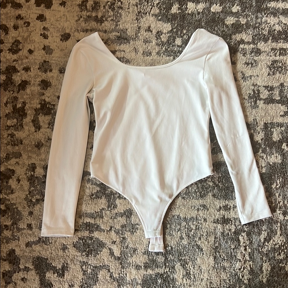Pink Lily White Long Sleeve Bodysuit